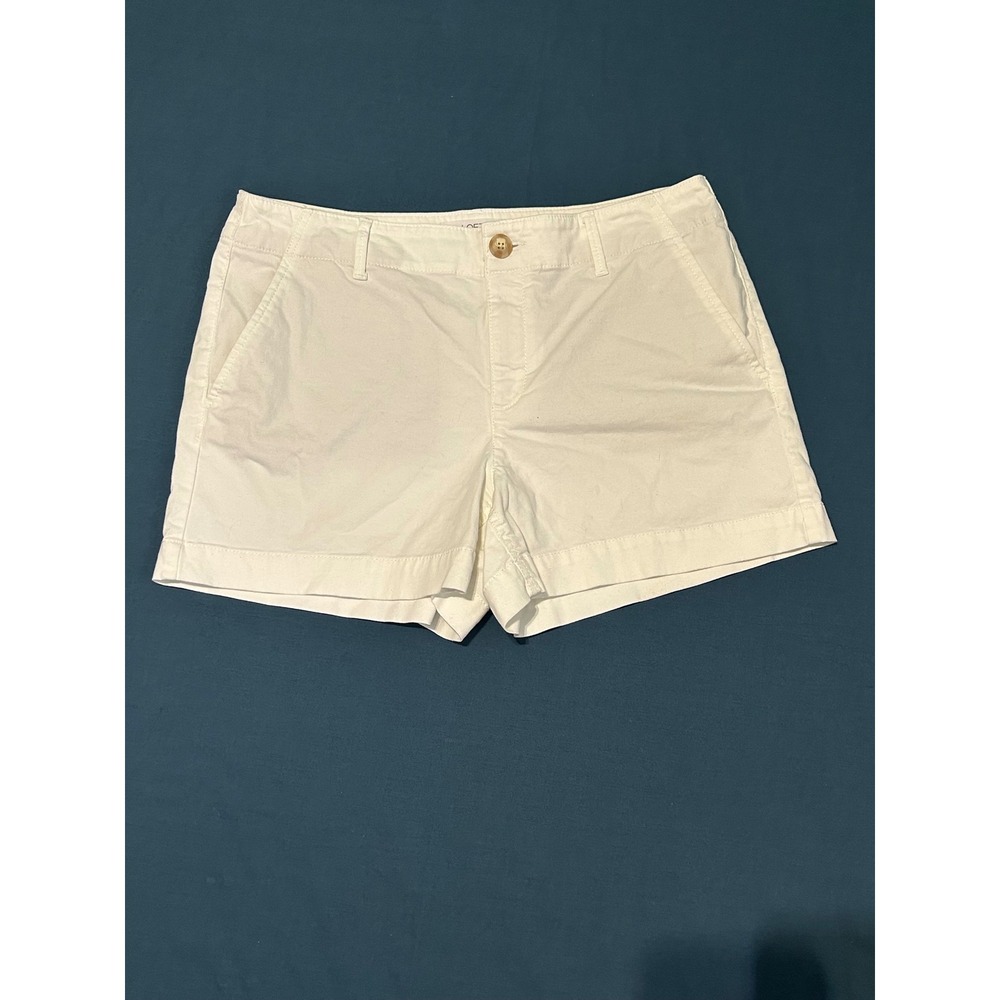 LOFT The Monroe 4 Inch Chino Shorts White Cotton Stretch Size 8